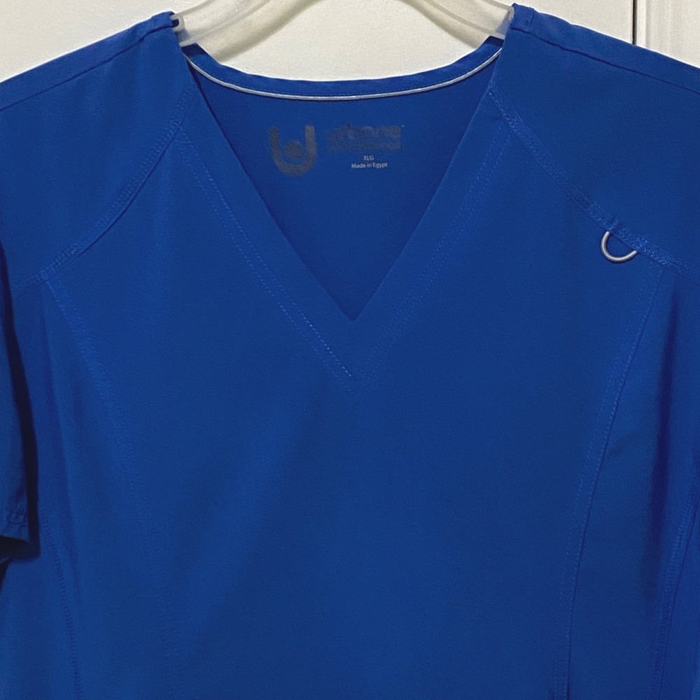 Urbane Womens Scrub Top XL Royal Blue V-neck Short Sleeves‎ Pockets Uniform Tech